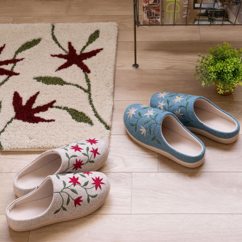 シビラ フロレリア スリッパ 適応サイズ：Mサイズ（約22.5～23.5cm）/Lサイズ（約23.5～24.5cm） ブルー/ベージュ/グリーン/レッド