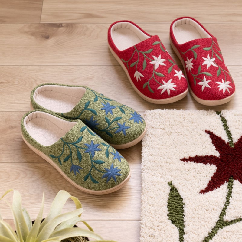 シビラ フロレリア スリッパ 適応サイズ：Mサイズ（約22.5～23.5cm）/Lサイズ（約23.5～24.5cm） ブルー/ベージュ/グリーン/レッド