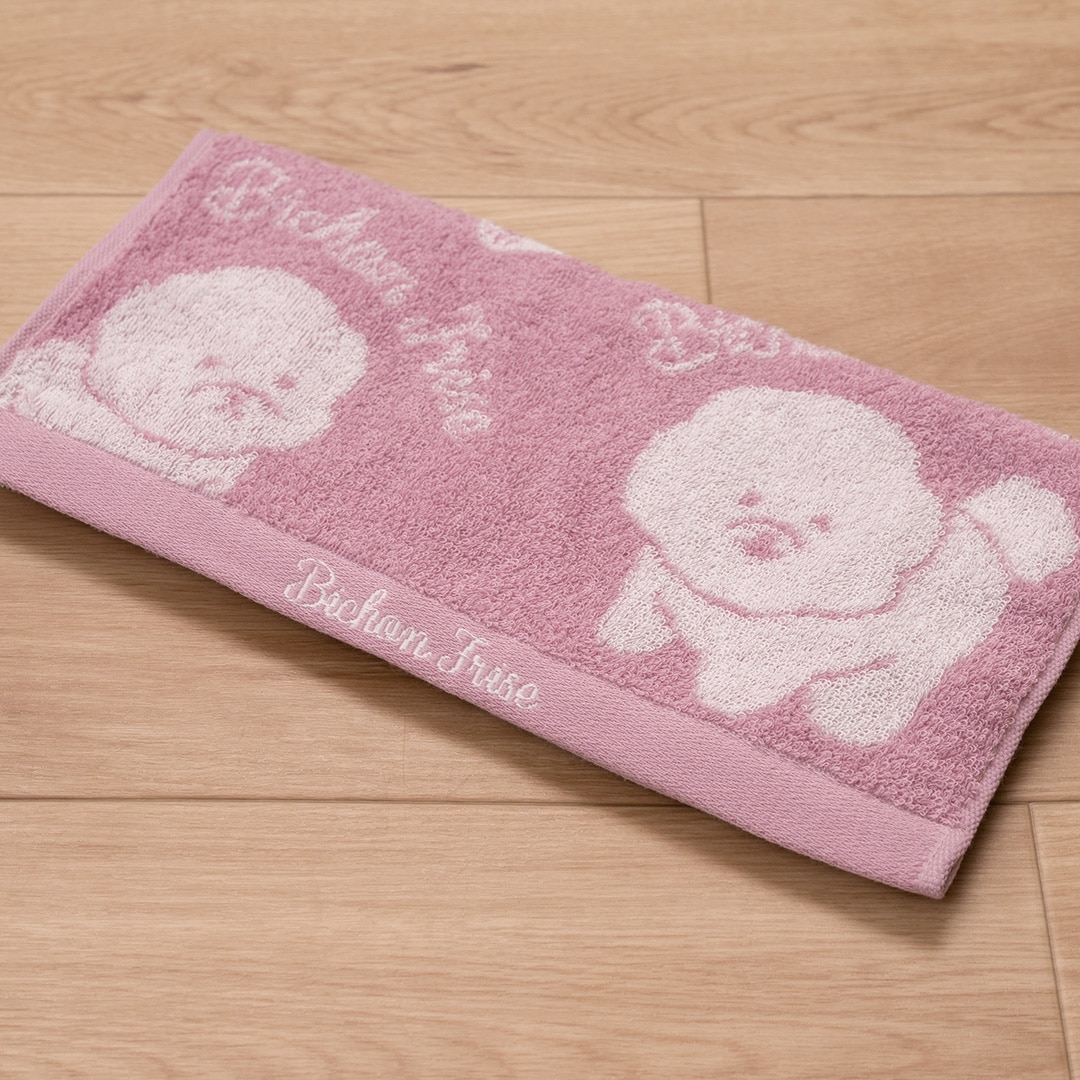 SDS クラウドビション ハンドタオル 約34×70cm ベージュ/ピンク