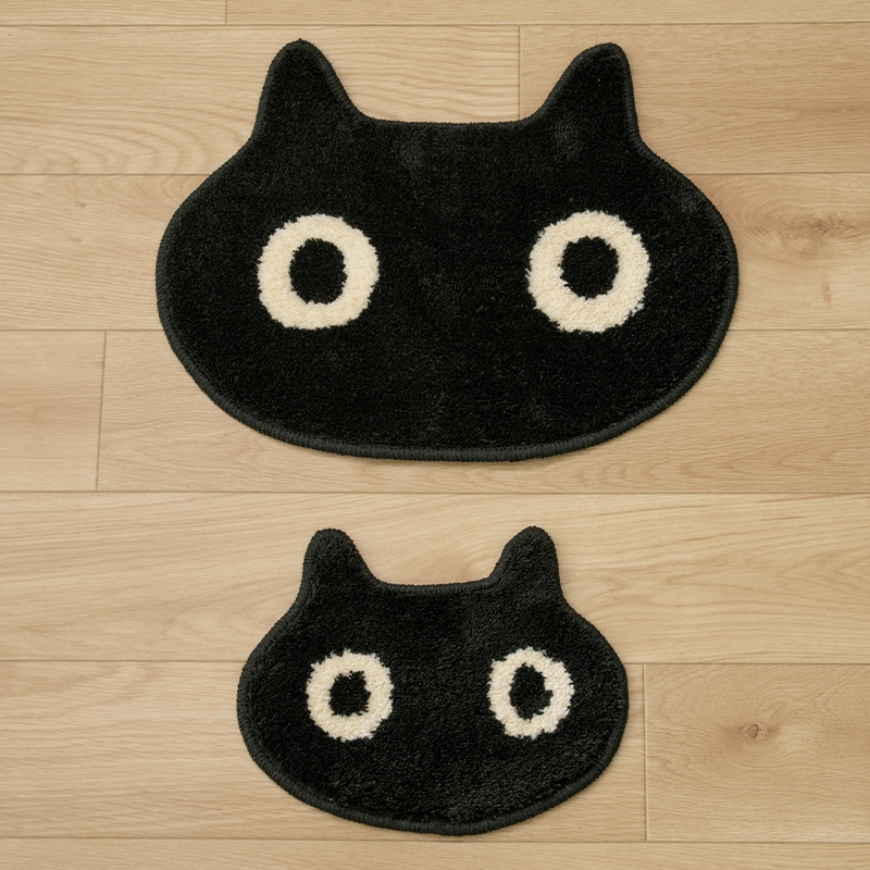 アツコマタノ MEMEダイカット アクセントマット 約22×27cm ブラック