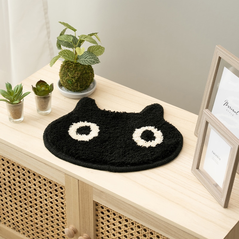 アツコマタノ MEMEダイカット アクセントマット 約22×27cm ブラック