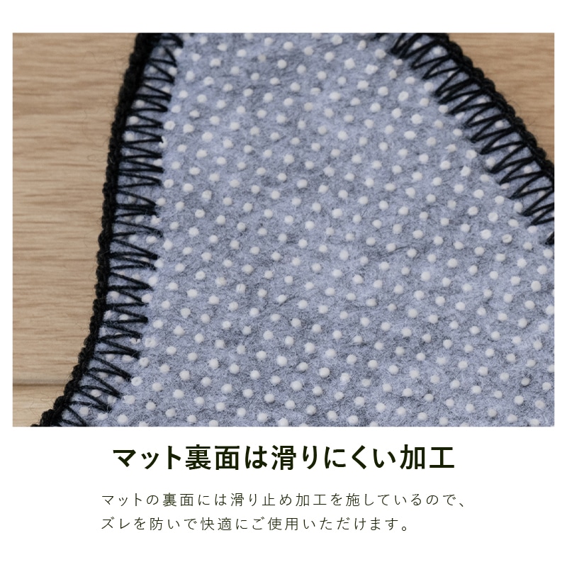アツコマタノ MEMEダイカット アクセントマット 約22×27cm ブラック
