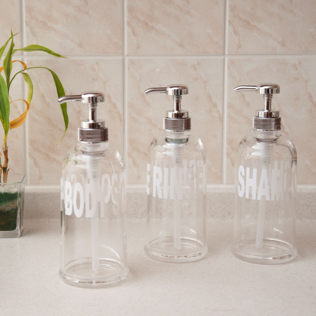 ソープボトル 浴用品 ディスペンサー ロゴ入り 英語 スタイリッシュ