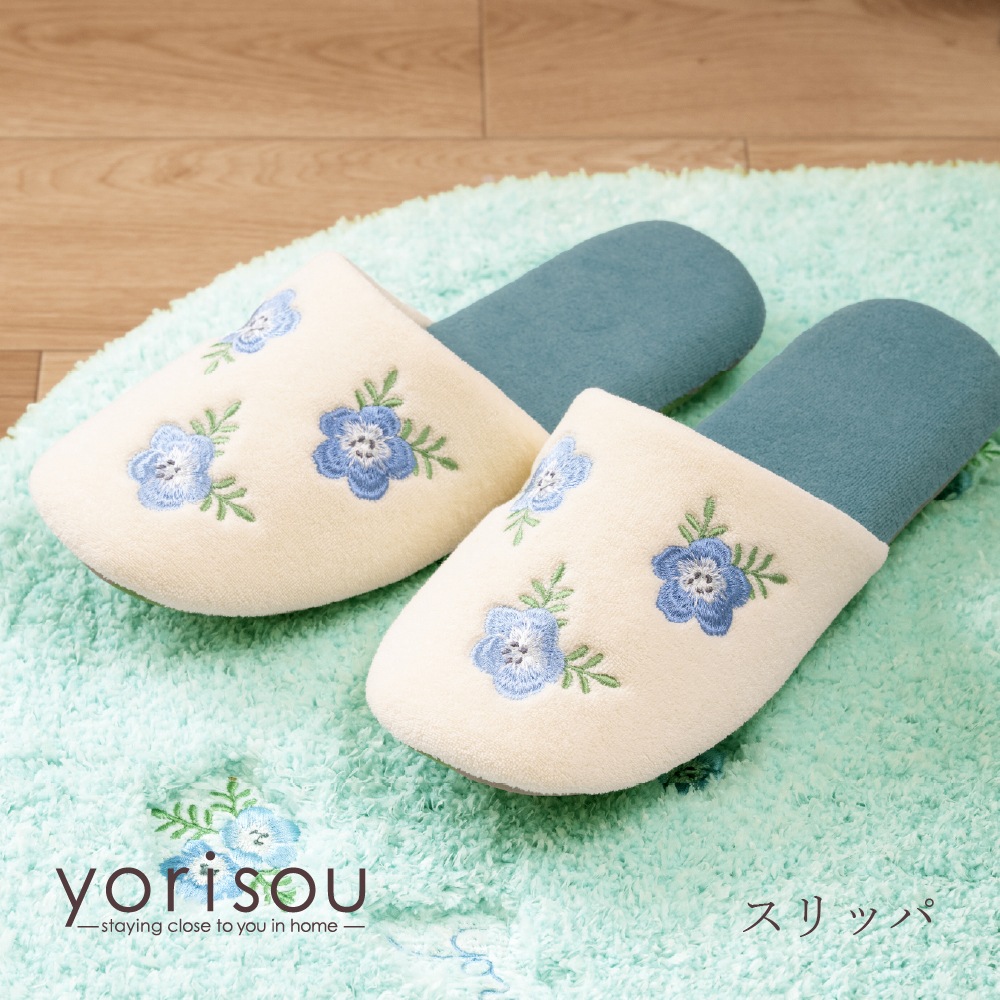 SDS yorisou スイートネモフィラ スリッパ フリーサイズ ブルー