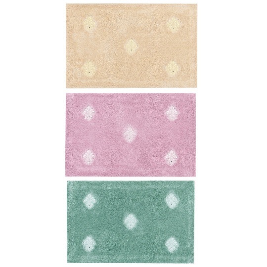 【バスマット モダン エレガント ラインストーン付き】約45×70cm ベージュ/グリーン/ピンク デコールミュゼ エンブレム