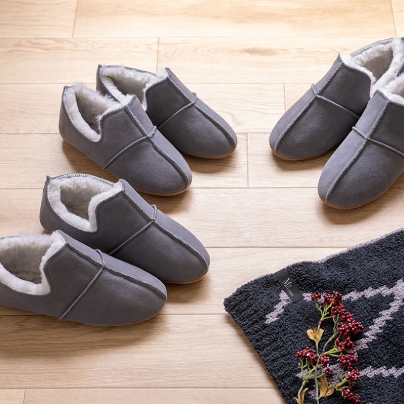 M+home アデレード3 スリッパ S（約23～24.5cm）/M（約24.5～26cm）/L（約26～27.5cm） グレー