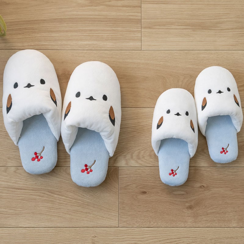 SDS チビシマエナガちゃん 子供用スリッパ 約16～18cm ブルー