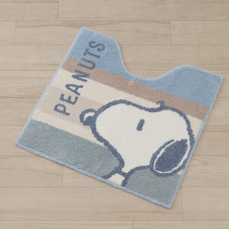 PEANUTS くすみパステル トイレマット 約58×60cm ブルー/ピンク