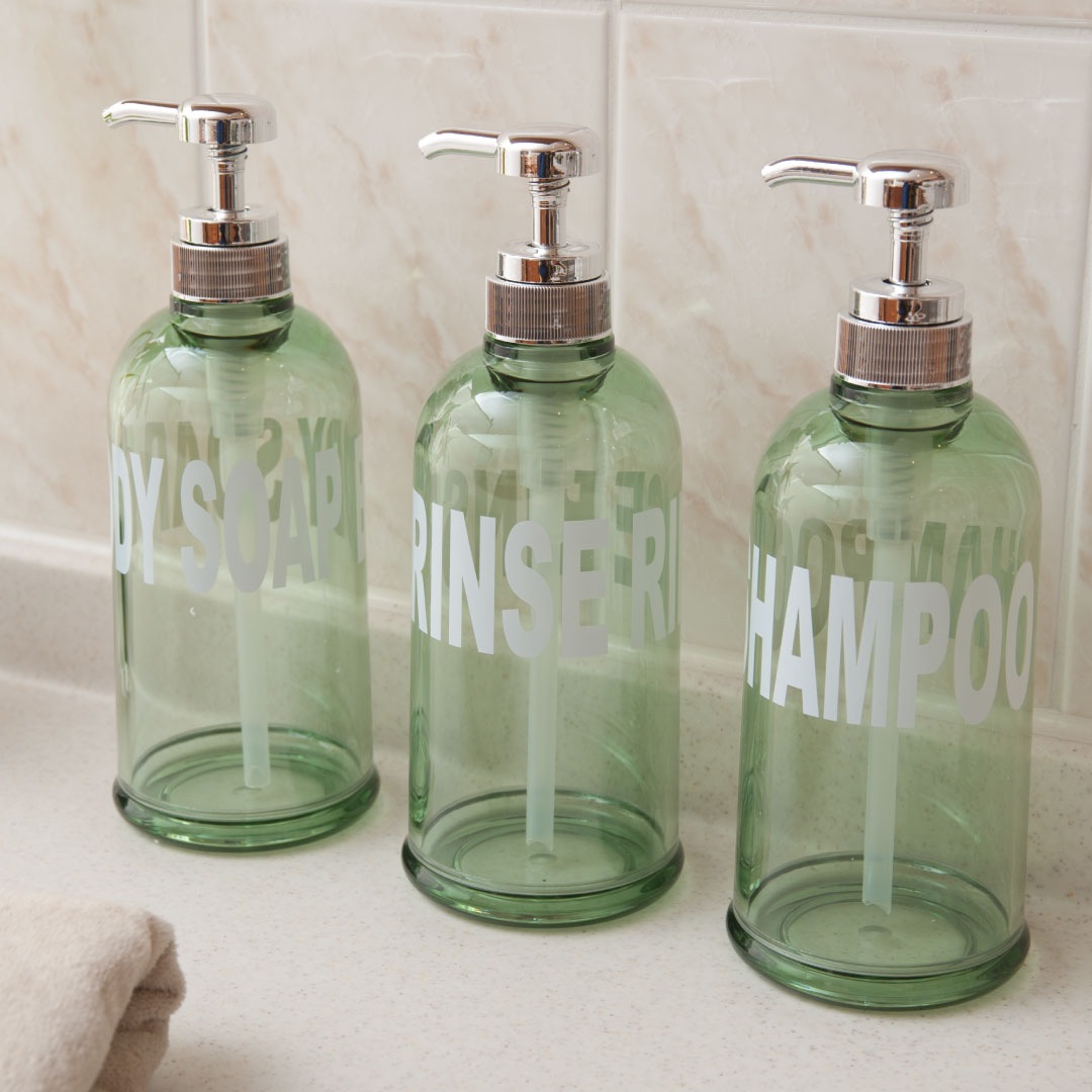 ソープボトル 浴用品 ディスペンサー ロゴ入り 英語 スタイリッシュ