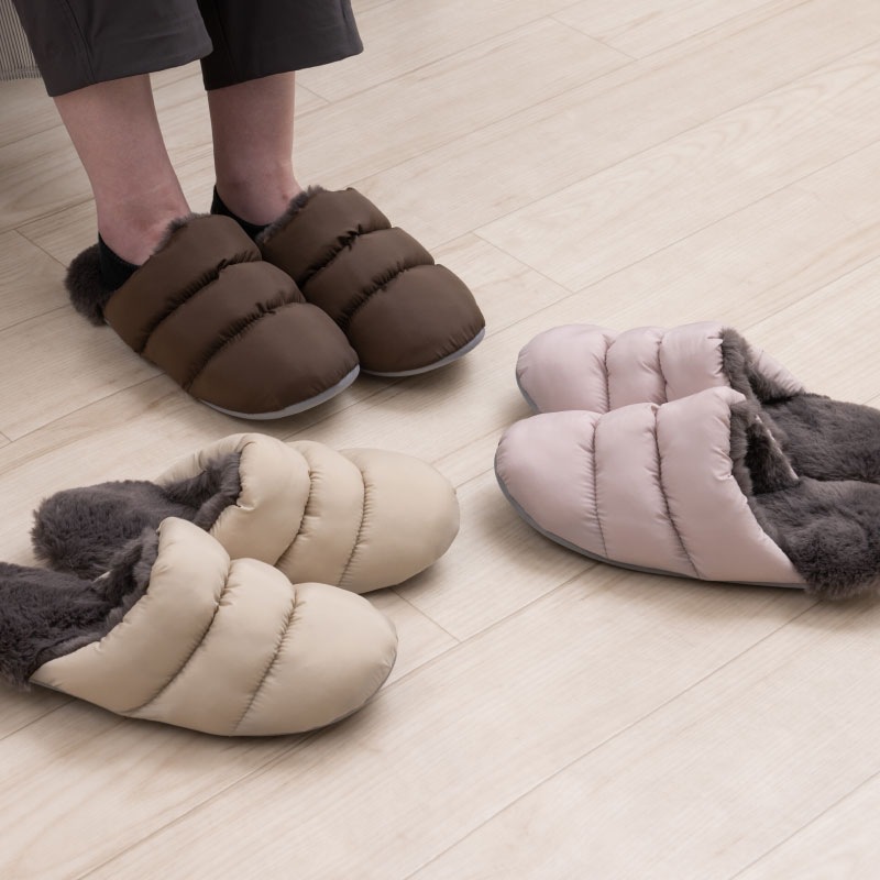 ★【スリッパ 洗える あったか 防寒 フィット感 つまづき防止 滑りにくい】Lサイズ:約24~26cm ベージュ/ブラウン/ピンク SDS タフタボアスリッパ