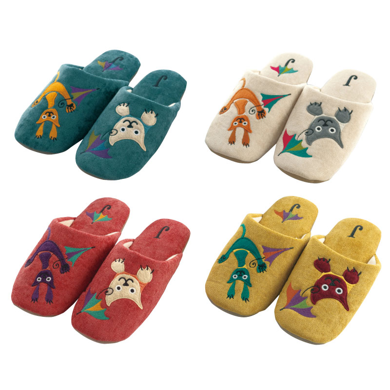 ホコモモラ スリッパ チリミリ 適応サイズ:約22～24cm ブルー/ベージュ