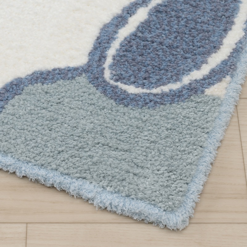 PEANUTS くすみパステル ロングトイレマット 約80×60cm ブルー/ピンク