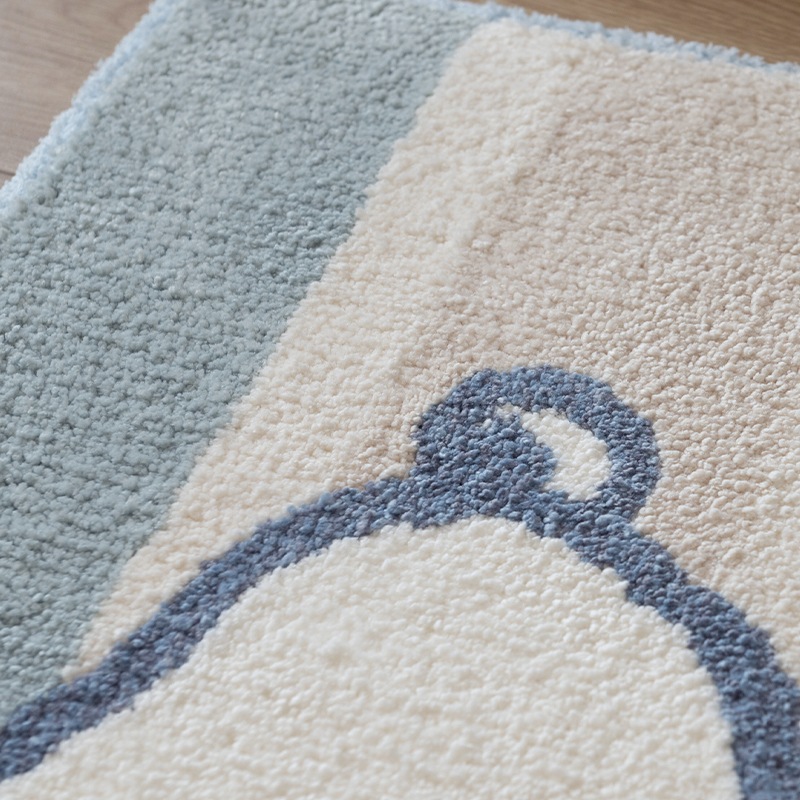 PEANUTS くすみパステル ロングトイレマット 約80×60cm ブルー/ピンク