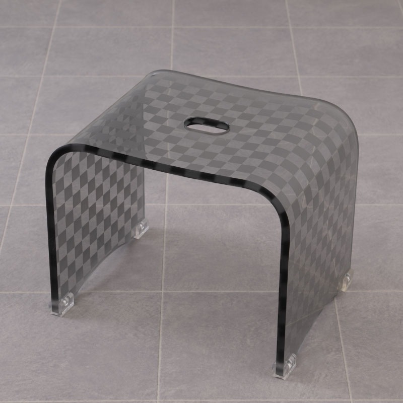 ★バスチェア チェッカー グレー Mサイズ（高さ25cm） ラッピング/のし対応不可