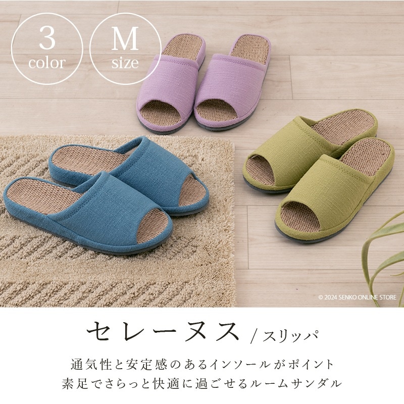 ☆【スリッパ】Mサイズ（約23.5～24.5cm） ブルー/グリーン/ピンク SDS