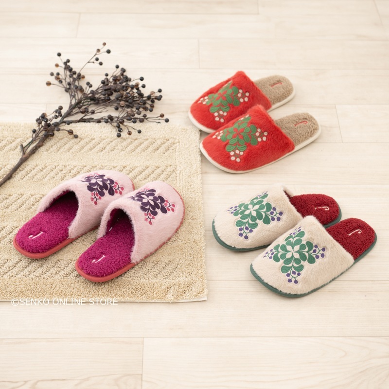 ★ホコモモラ スリッパ ピオノノ 適応サイズ:約22~24cm ベージュ/レッド/ピンク