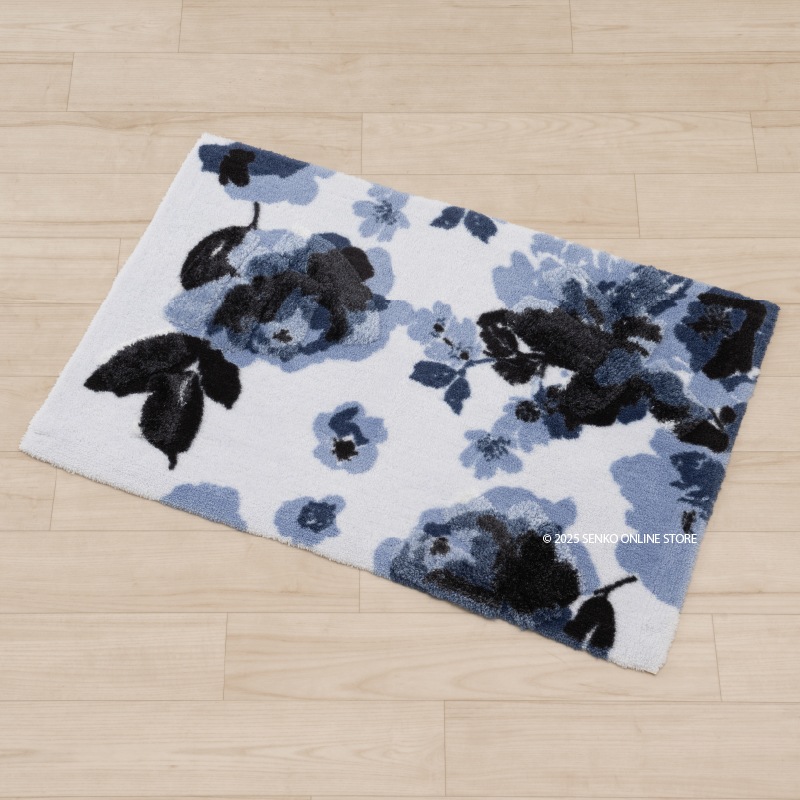 M+home クッカ インテリアマット 約60×90cm ネイビーブルー