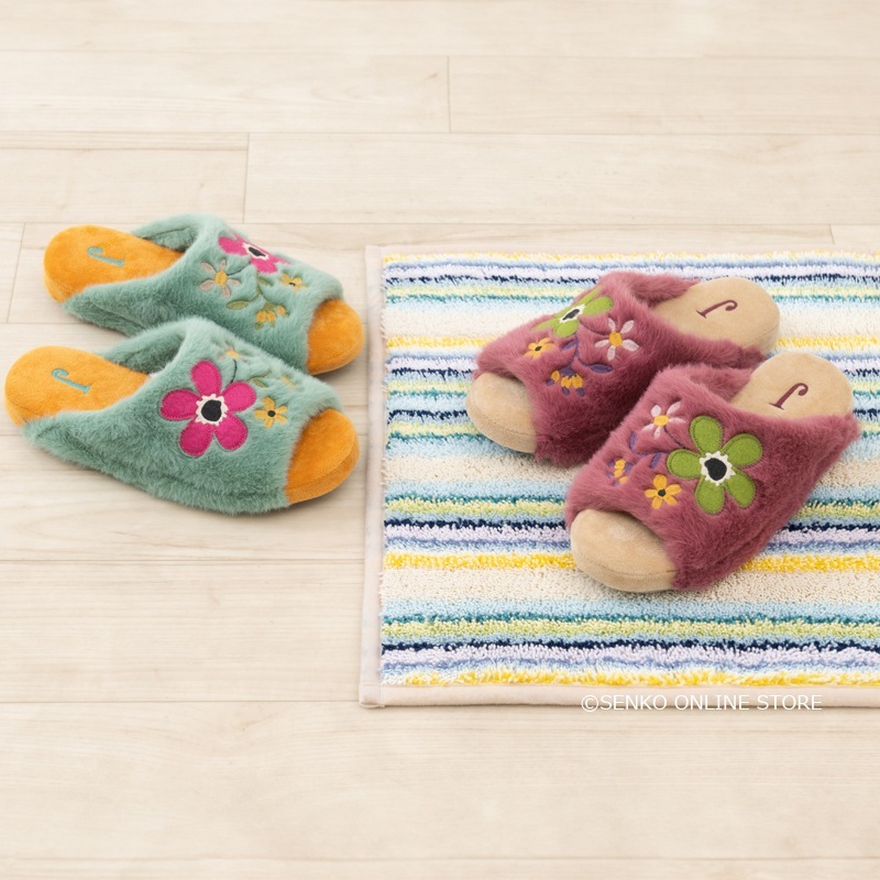 ★ホコモモラ スリッパ ロスキーヤ 適応サイズ:約22～24cm グリーン/ピンク