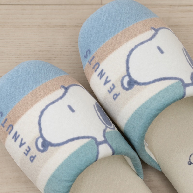 PEANUTS くすみパステル スリッパ フリーサイズ ブルー/ピンク