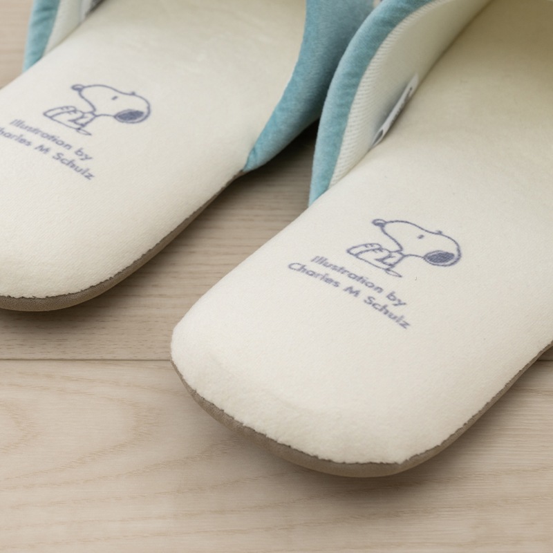 PEANUTS くすみパステル スリッパ フリーサイズ ブルー/ピンク