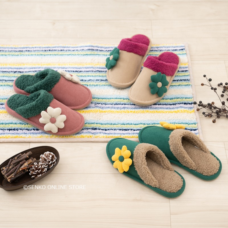 ★ホコモモラ スリッパ トリッハ 適応サイズ:約22~24cm ベージュ/グリーン/ピンク