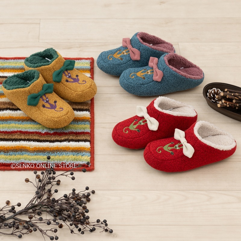 ★ホコモモラ スリッパ フラン 適応サイズ:約22～24cm ブルー/レッド/イエロー