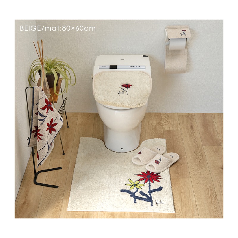 シビラ レジェンダ ロングトイレマット 約80×60cm ブルー/ベージュ