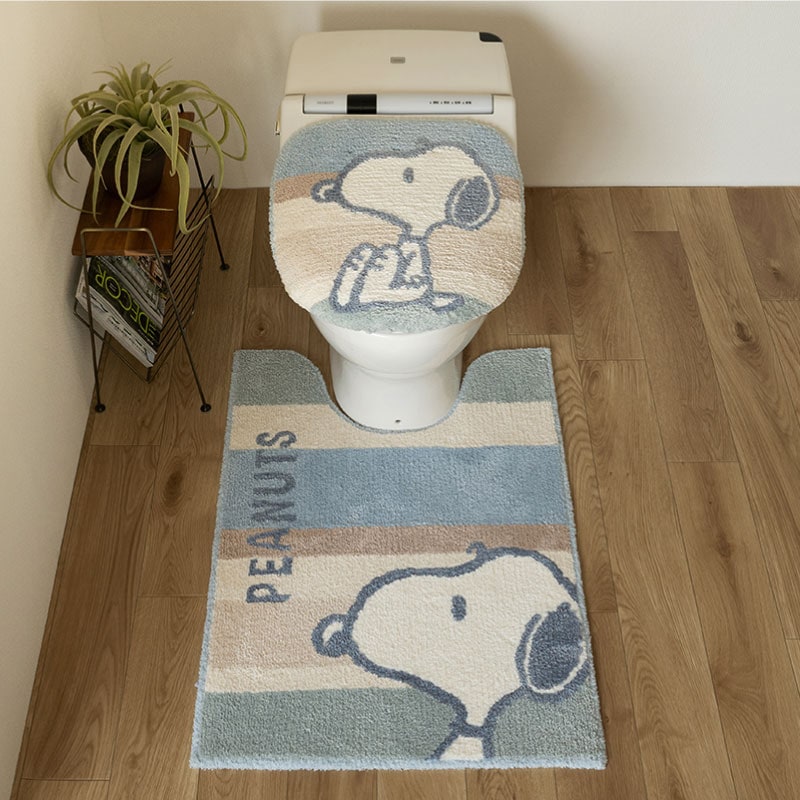 PEANUTS くすみパステル トイレ2点セット ロングトイレマット+兼用