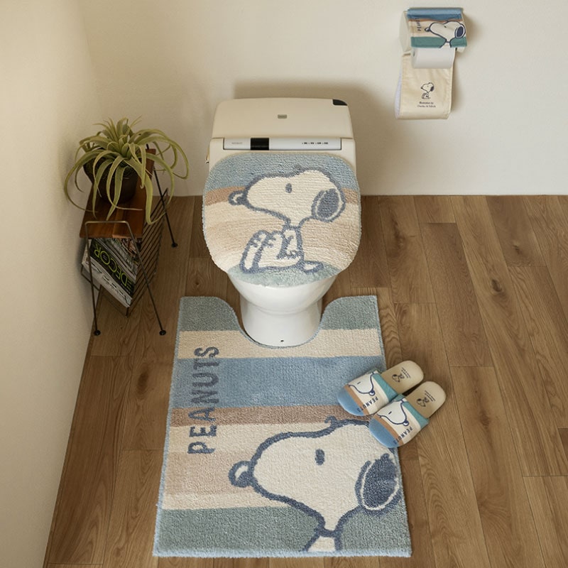 PEANUTS くすみパステル トイレ4点セット ロングトイレマット+兼用