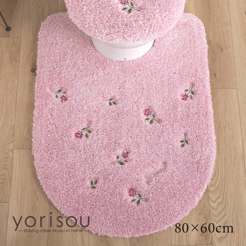 SDS yorisou スイートローズ ロングトイレマット 約80×60cm ピンク