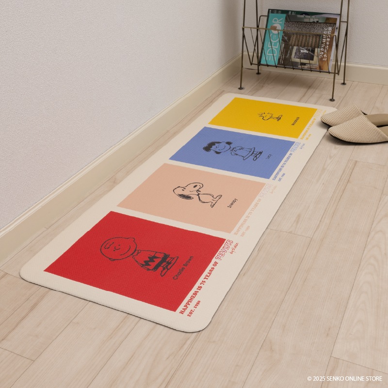 PEANUTS PVCキッチンマット オールスター/パストスヌーピー/カラーキャラクター 約45×120cm