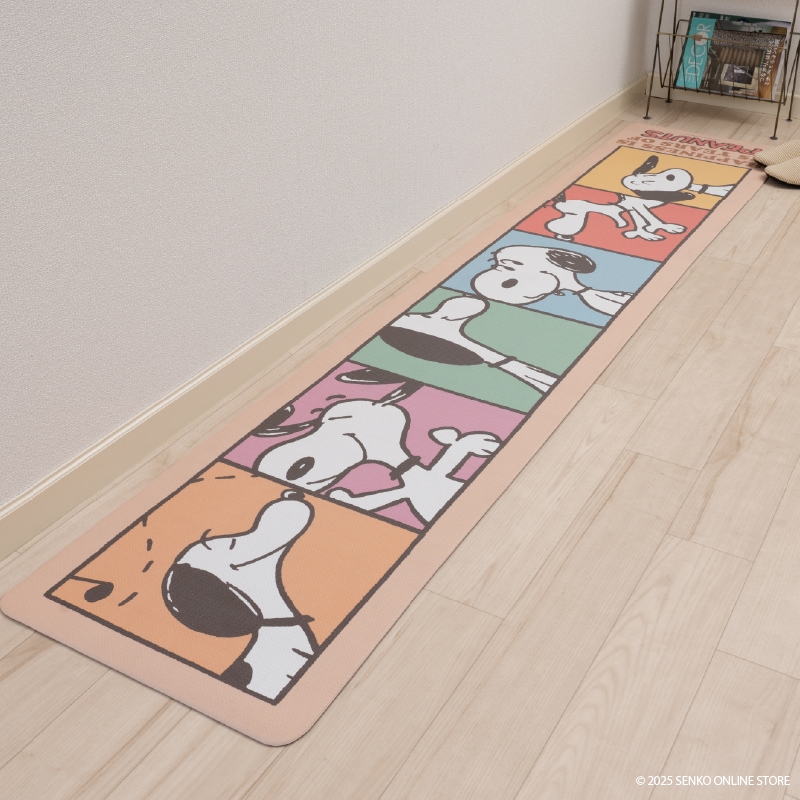 ★PEANUTS PVCキッチンマット オールスター/パストスヌーピー/カラーキャラクター 約45×240cm