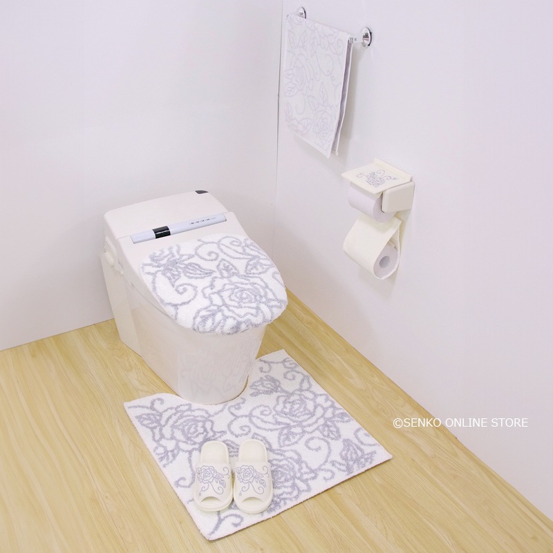 クリアローズ2 トイレマット 約60×60cm ライトブルー/ライトピンク/ホワイト/ブルー/ピンク/グレー