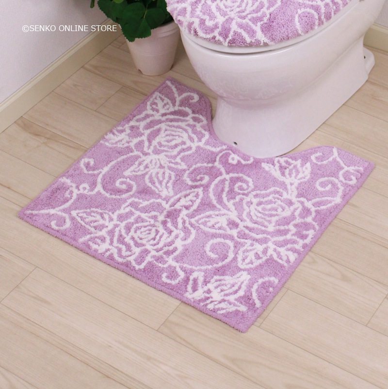 クリアローズ2 トイレマット 約60×60cm ライトブルー/ライトピンク/ホワイト/ブルー/ピンク/グレー