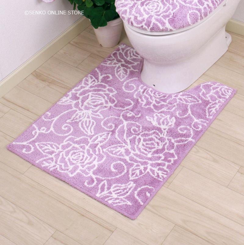 クリアローズ2 ロングトイレマット 約80×60cm ライトブルー