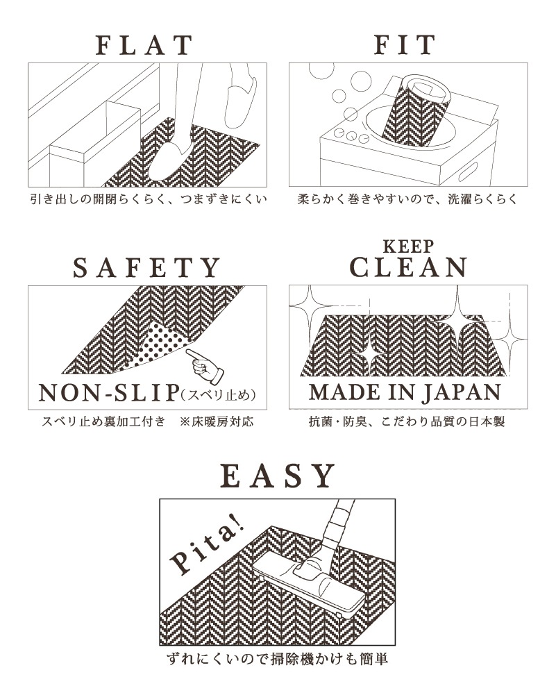 B.B.collection ヘリンボン4 キッチンマット 約50×180cm 全6色 ※ラッピング/のし対応不可