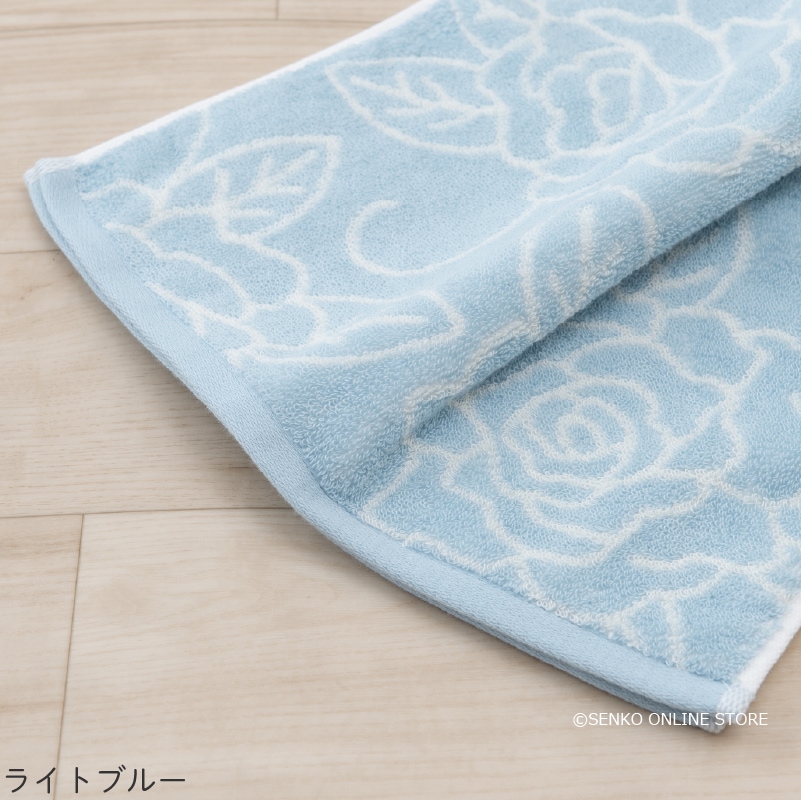 クリアローズ2 ハンドタオル 約34×75cm ライトブルー/ライトピンク