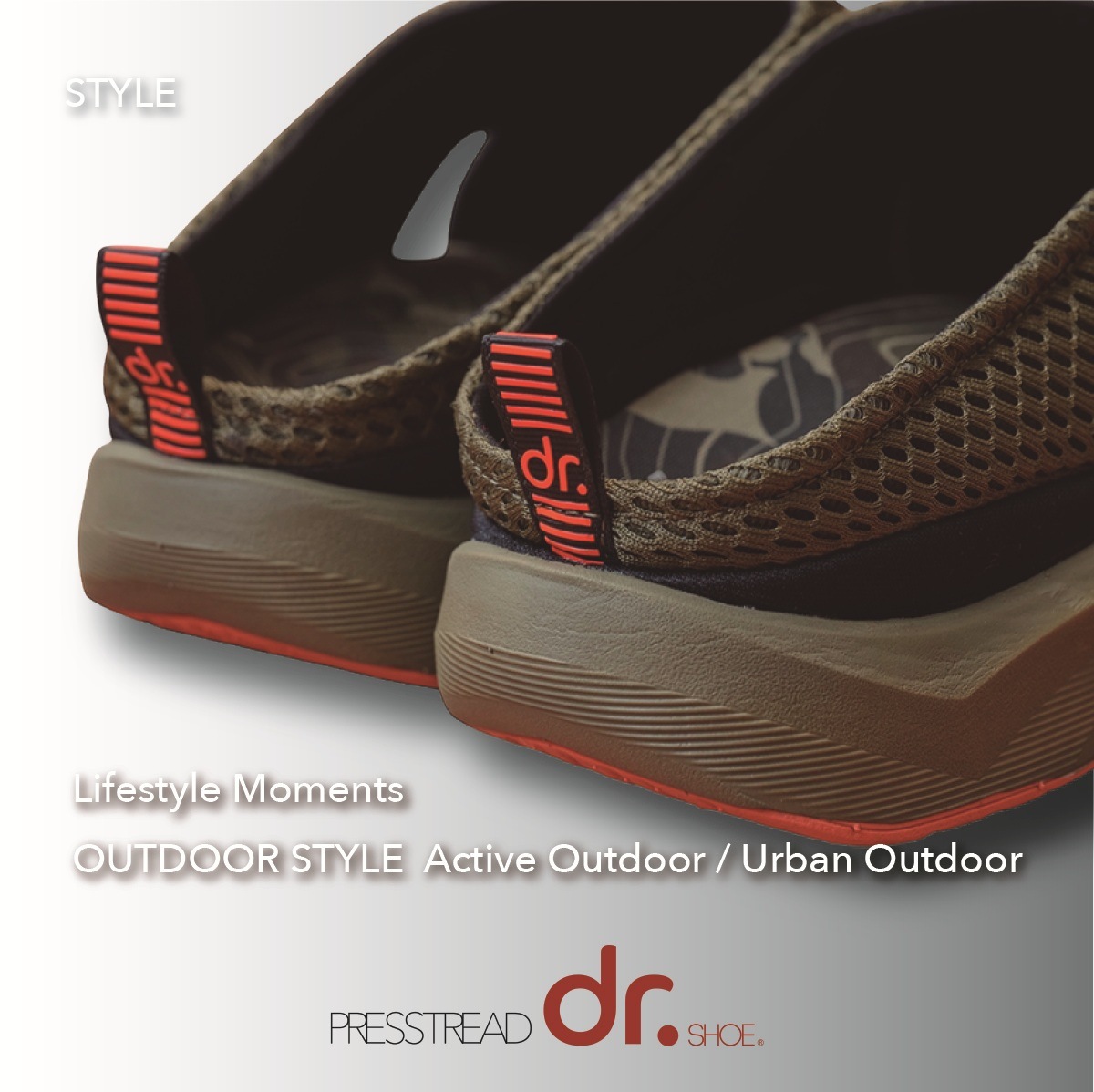 リカバリーフットウェア Dr.SHOE PRESSTREAD/アウトドアサンダル S/M/L アーバンブラック/オリーブモス/ダストグレー/パッションオレンジ