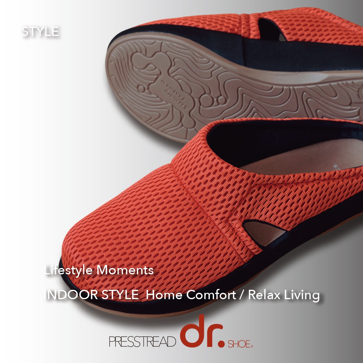 リカバリーフットウェア Dr.SHOE PRESSTREAD/インドアサンダル S/M/L アーバンブラック/パッションオレンジ/ミッドナイトブルー/アーシーマスタード