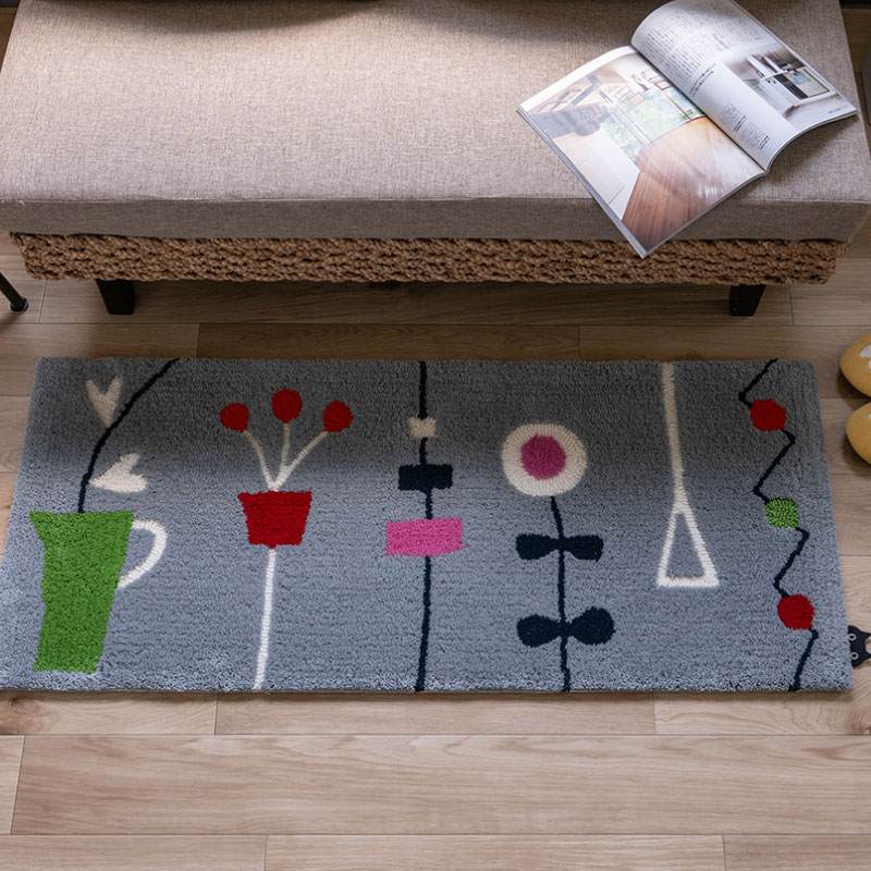 アツコマタノ キッチンの窓辺 ロングマット 約50×120cm グレー/アイボリー