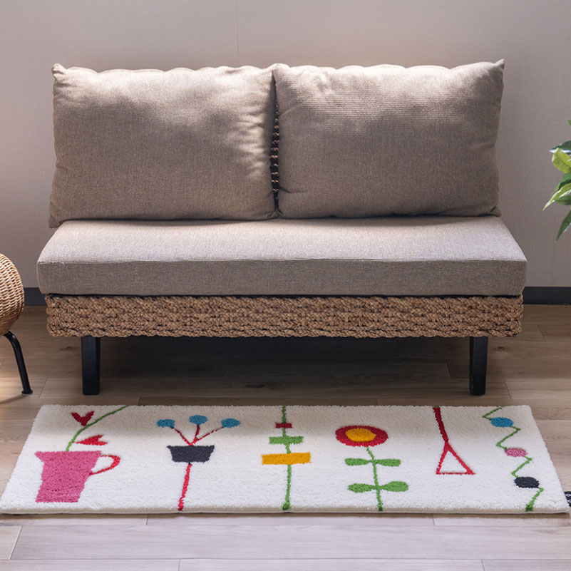 アツコマタノ キッチンの窓辺 ロングマット 約50×120cm グレー/アイボリー