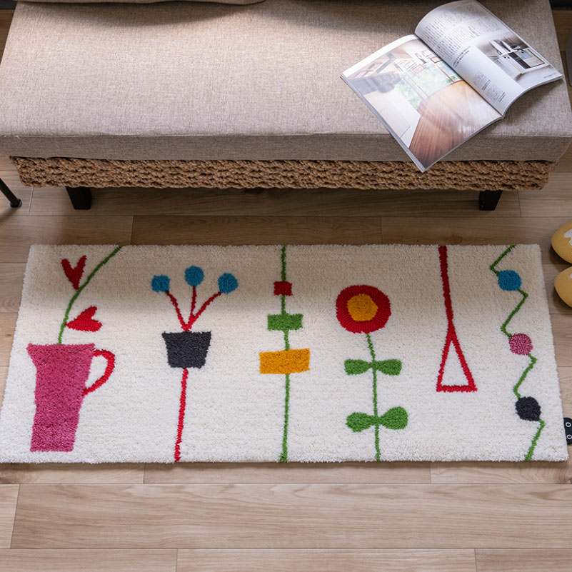 アツコマタノ キッチンの窓辺 ロングマット 約50×120cm グレー/アイボリー