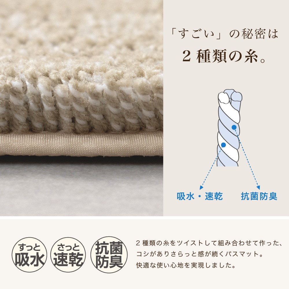 SDS 実はすごいバスマット LITE 約40×60cm グレー/カーキ/ピンク