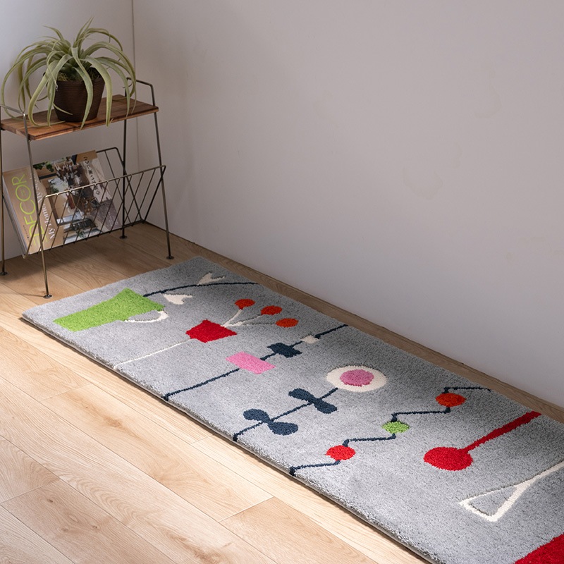 アツコマタノ キッチンの窓辺 ロングマット 約50×180cm グレー/アイボリー