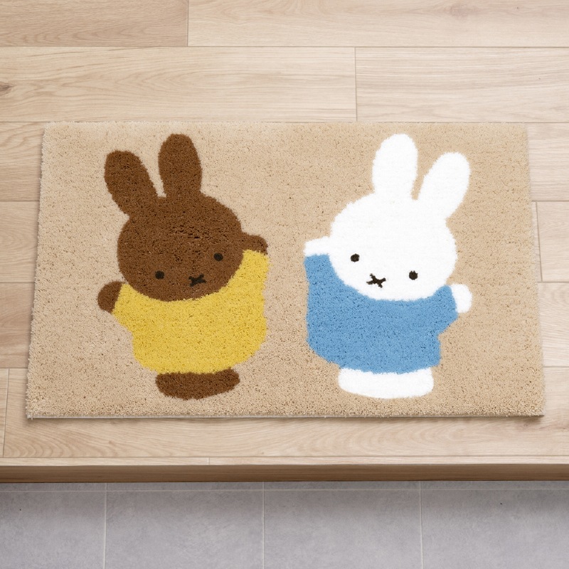 ディックブルーナ インテリアマット 約45×70cm おともだち（ベージュ）/お花と顔（イエロー）/トゥーフェイス（グレー）/ラインボリス（ベージュ）