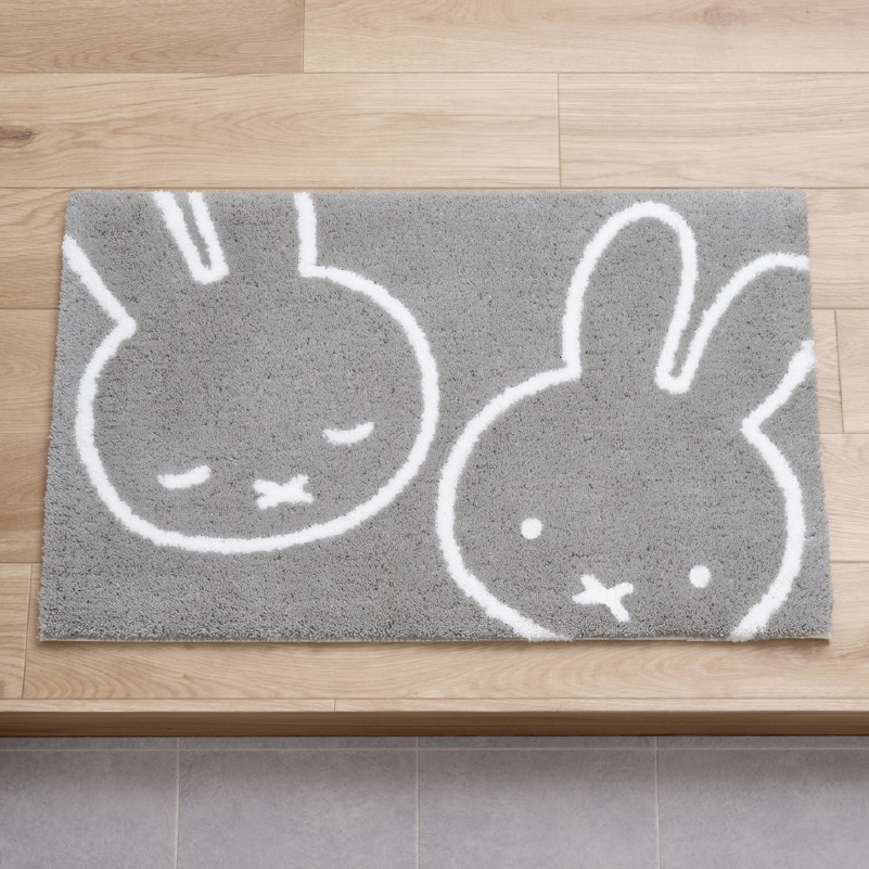 ディックブルーナ インテリアマット 約45×70cm おともだち（ベージュ）/お花と顔（イエロー）/トゥーフェイス（グレー）/ラインボリス（ベージュ）