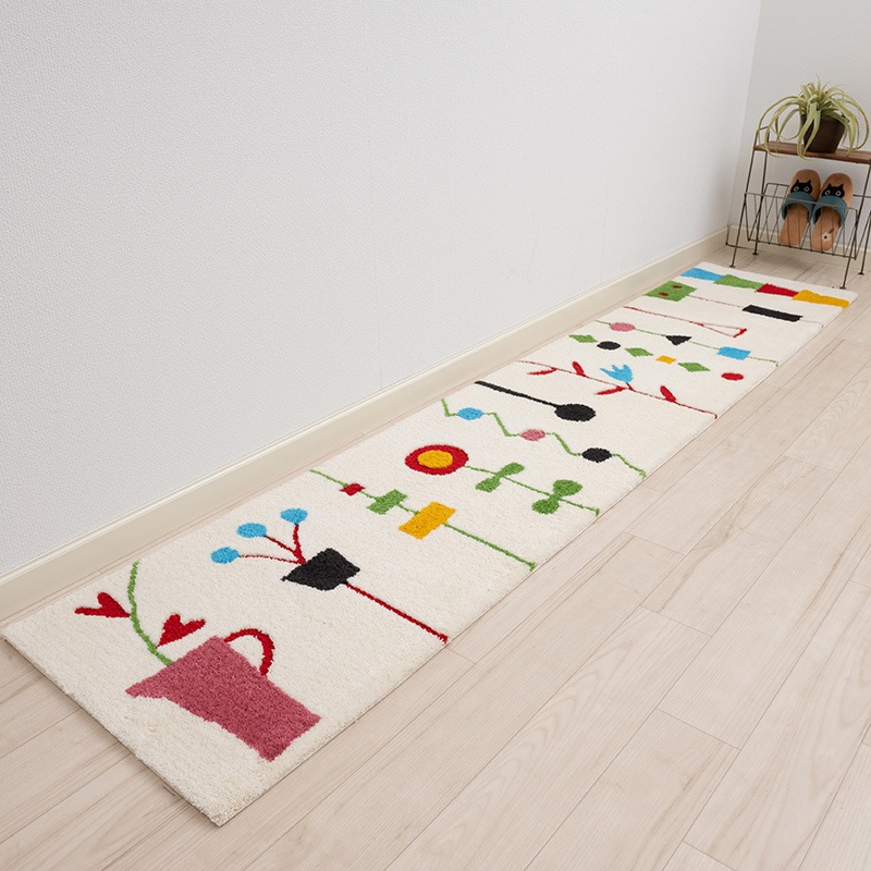 アツコマタノ キッチンの窓辺 ロングマット 約50×240cm グレー/アイボリー