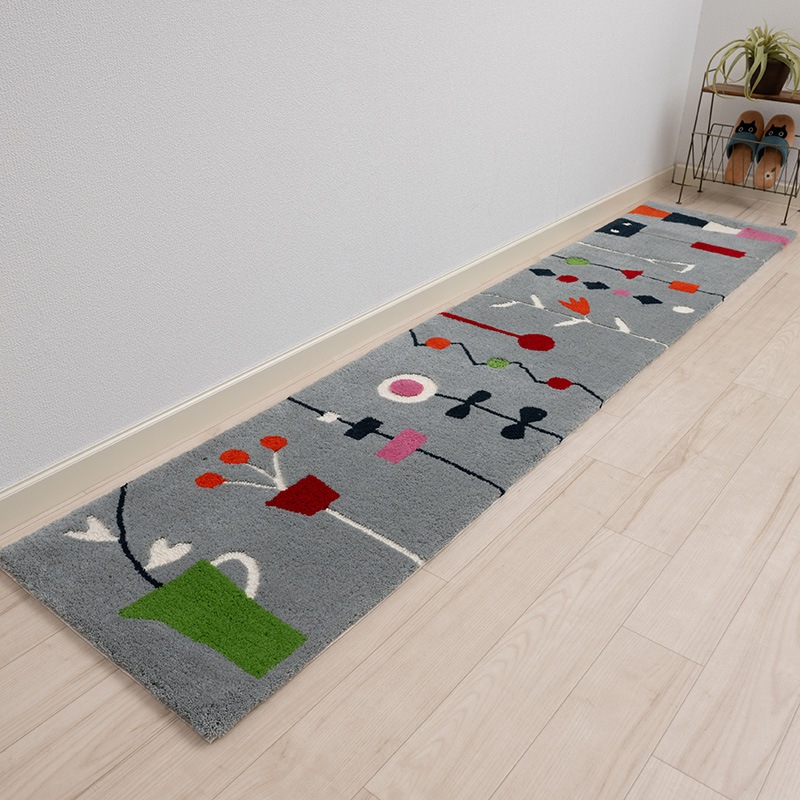 アツコマタノ キッチンの窓辺 ロングマット 約50×240cm グレー/アイボリー