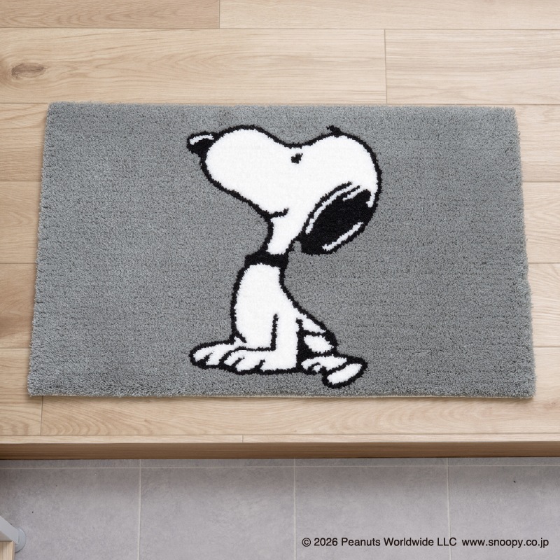 PEANUTS インテリアマット 約45×70cm ウェイト（グレー）/サーフボード（ブルー）/シット（ベージュ）/ルックフラワー（ベージュ）