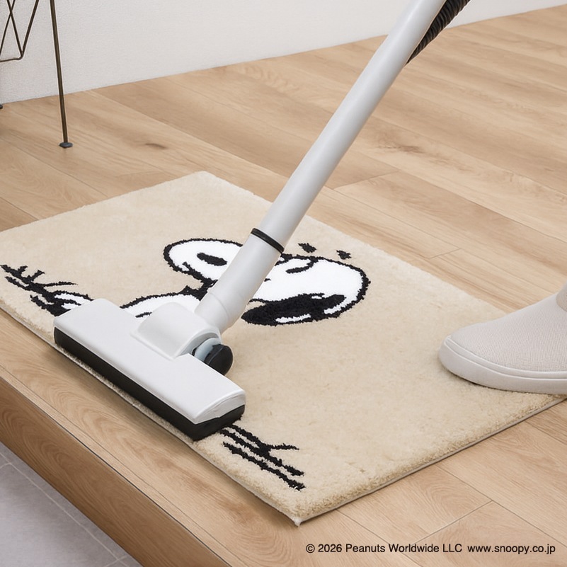 PEANUTS インテリアマット 約45×70cm ウェイト（グレー）/サーフボード（ブルー）/シット（ベージュ）/ルックフラワー（ベージュ）
